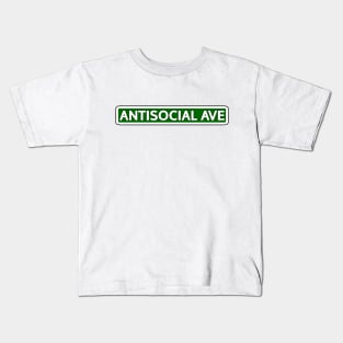 Antisocial Ave Street Sign Kids T-Shirt